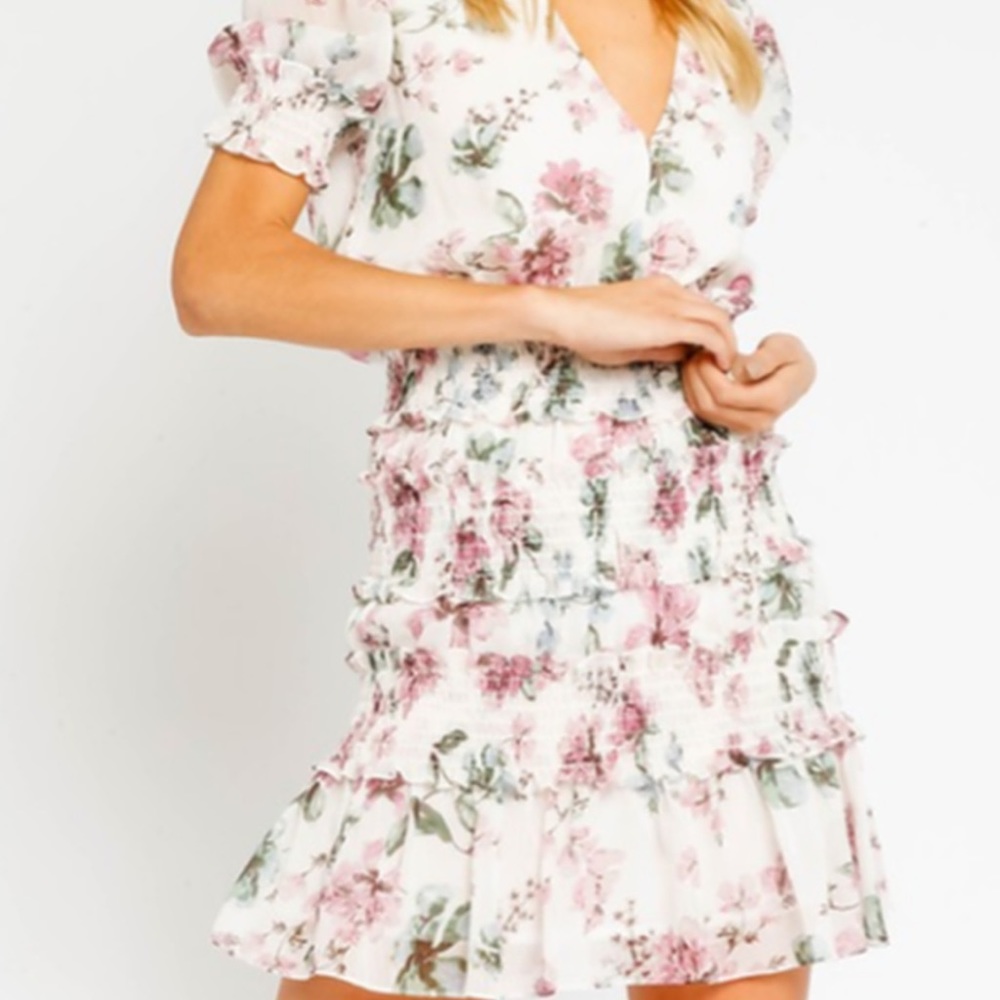 Red Dress Boutique Olivaceous Smocked Floral Dress
